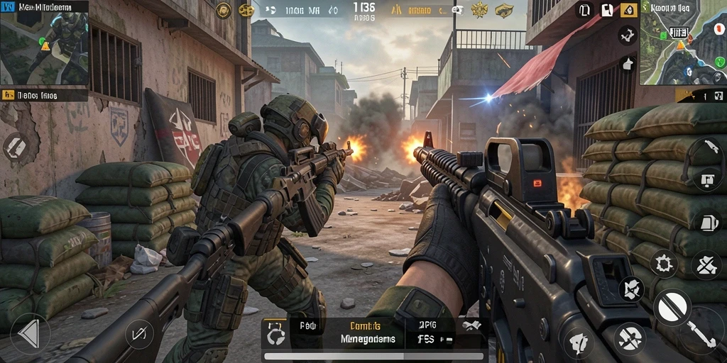 Screenshot API36 menampilkan aksi gameplay seru dalam pertempuran FPS.