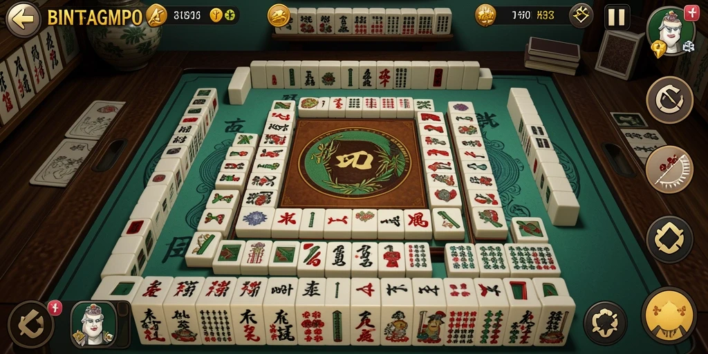 Tampilan gameplay BINTANGMPO yang seru dan menantang dalam permainan Mahjong.