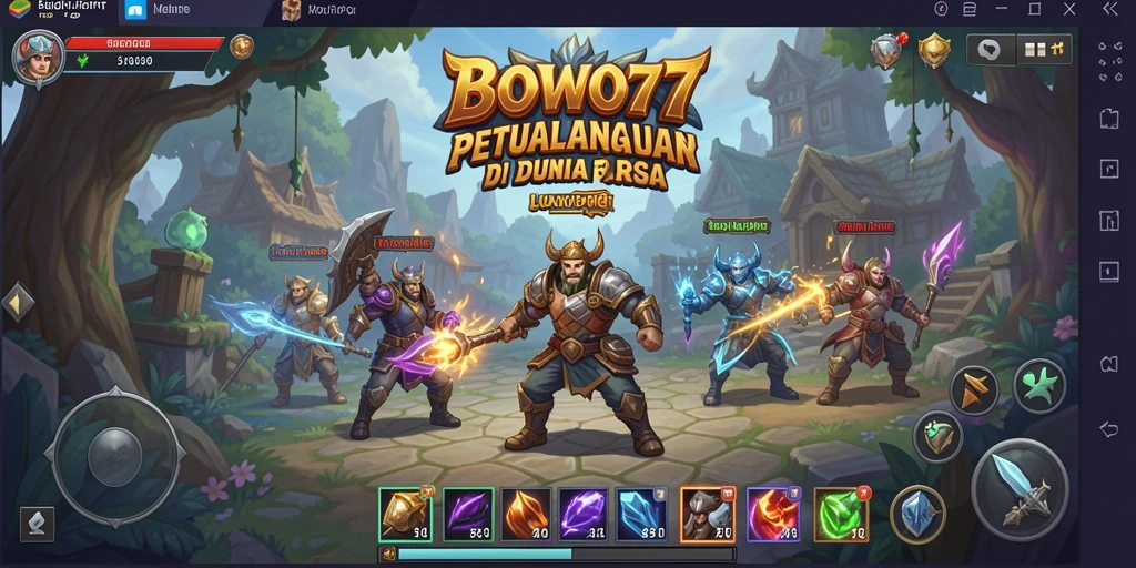 Screenshot BOWO77 menampilkan aksi pertempuran seru di dunia ARPG.
