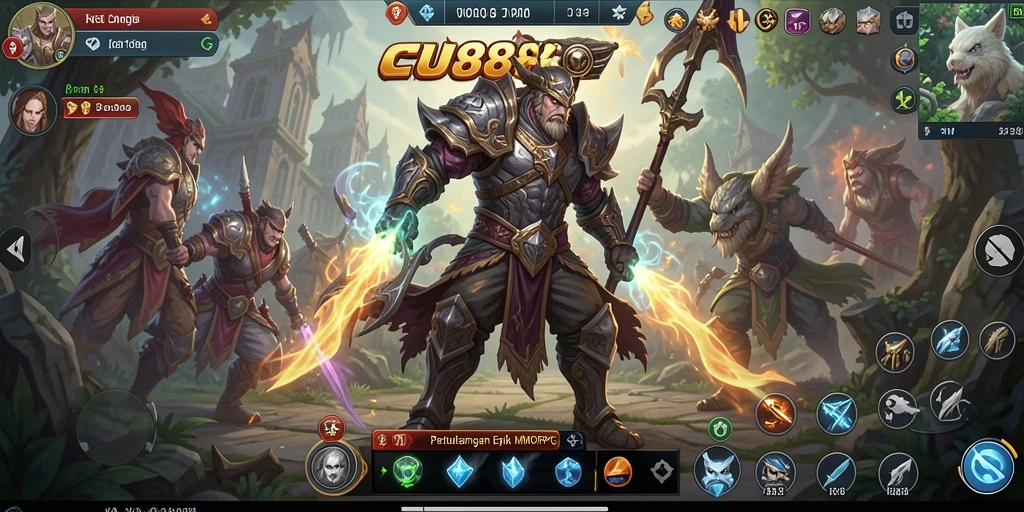 Screenshot CU888 menampilkan aksi pertempuran yang mendebarkan di dunia MMORPG.