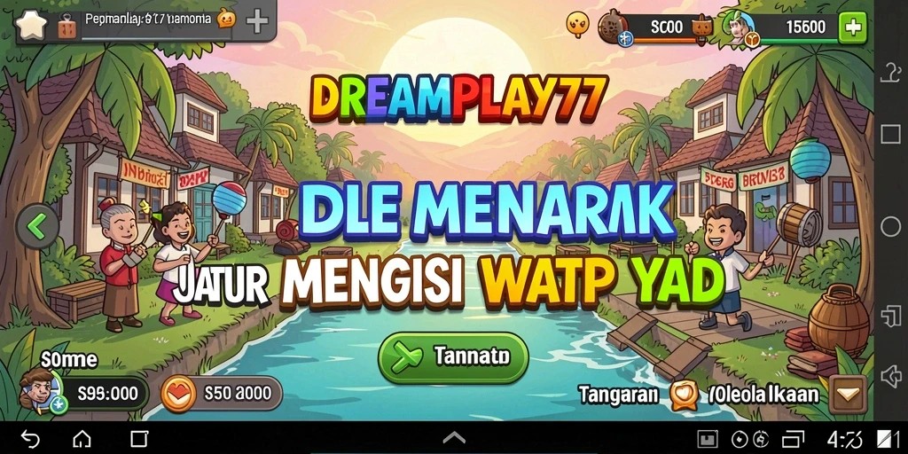 Tampilan gameplay <strong>DREAMPLAY77</strong> dengan karakter yang mengumpulkan sumber daya.
