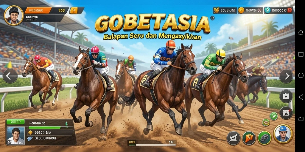 Tampilan gameplay seru dari GOBETASIA yang menampilkan aksi balap mendebarkan.