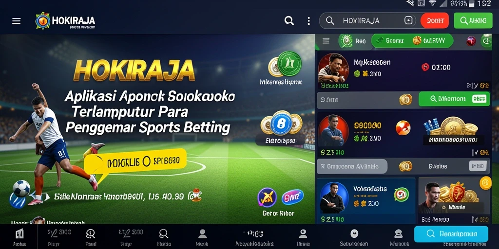 Screenshot utama HOKIRAJA menampilkan tampilan antarmuka yang menarik untuk taruhan olahraga.