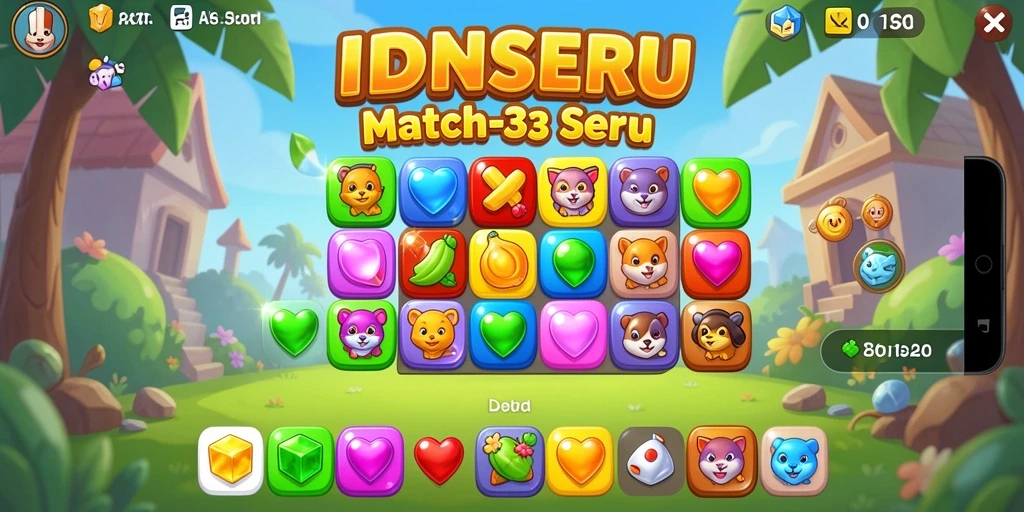Tampilan gameplay menarik dari permainan Match-3 IDNSERU.