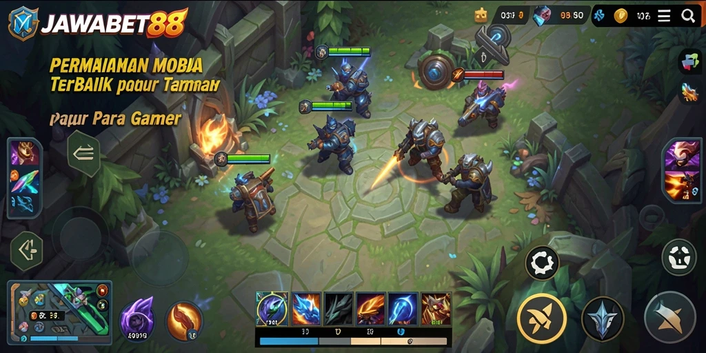 Screenshot gameplay JAWABET88 dengan pertarungan tim yang seru.