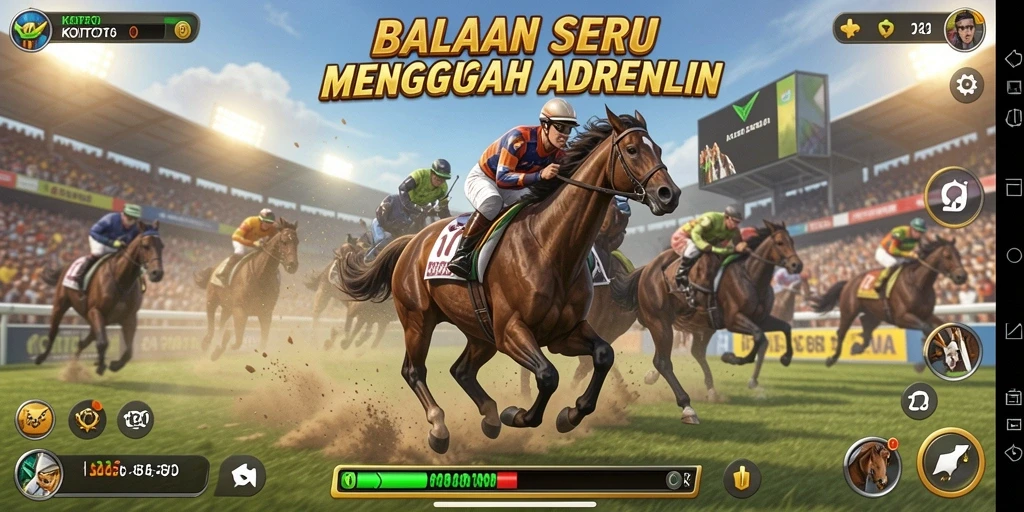 Screenshot gameplay KOITOTO menampilkan aksi balapan yang mendebarkan.