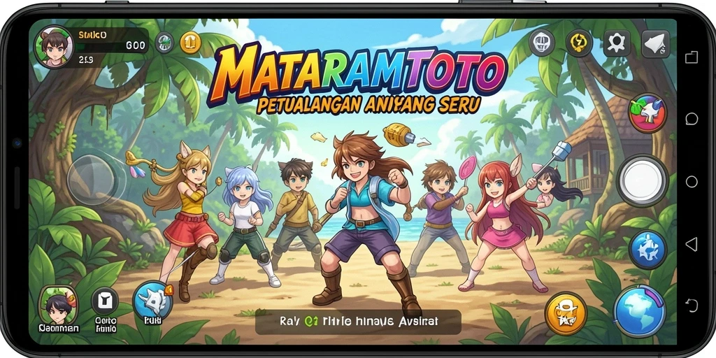 Screenshot gameplay MATARAMTOTO menampilkan karakter anime beraksi.