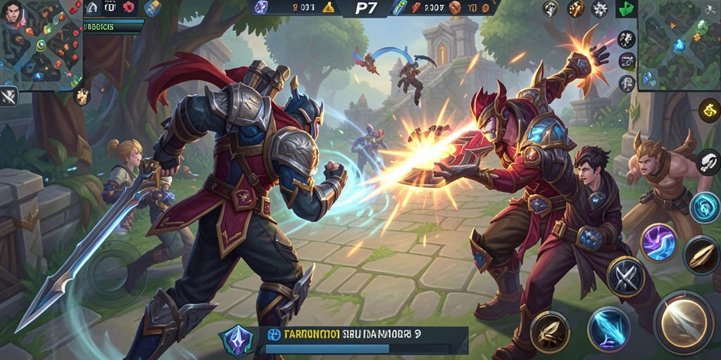 Tampilan gameplay MOBA yang menegangkan dan penuh aksi.