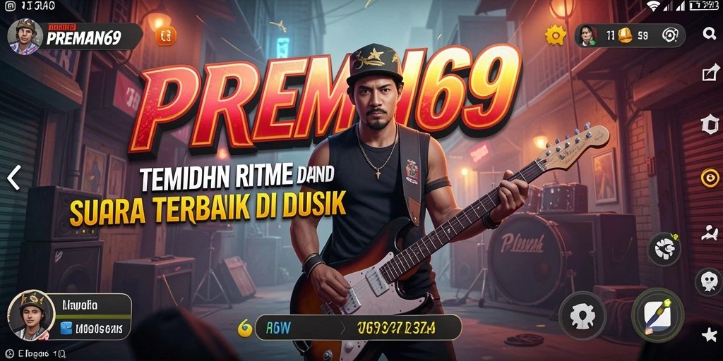 Screenshot gameplay utama PREMAN69 yang menunjukkan keseruan bermain musik.