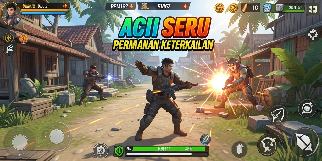 Tampilan menegangkan dari gameplay Action REMI62 saat bertarung.
