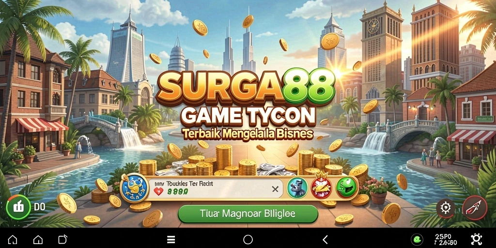 Tampilan gameplay SURGA88 yang menggambarkan pengelolaan bisnis Tycoon.